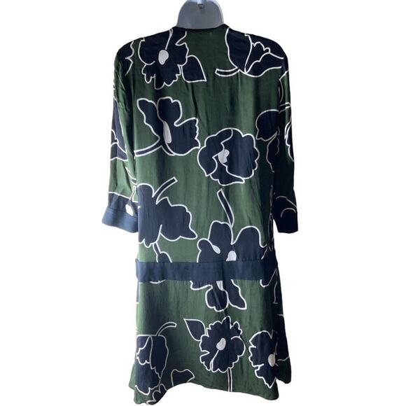 Diane Von Furstenberg Silk Shift Dress Size 4 3/4 Sleeve Floral Print Green - Picture 6 of 9
